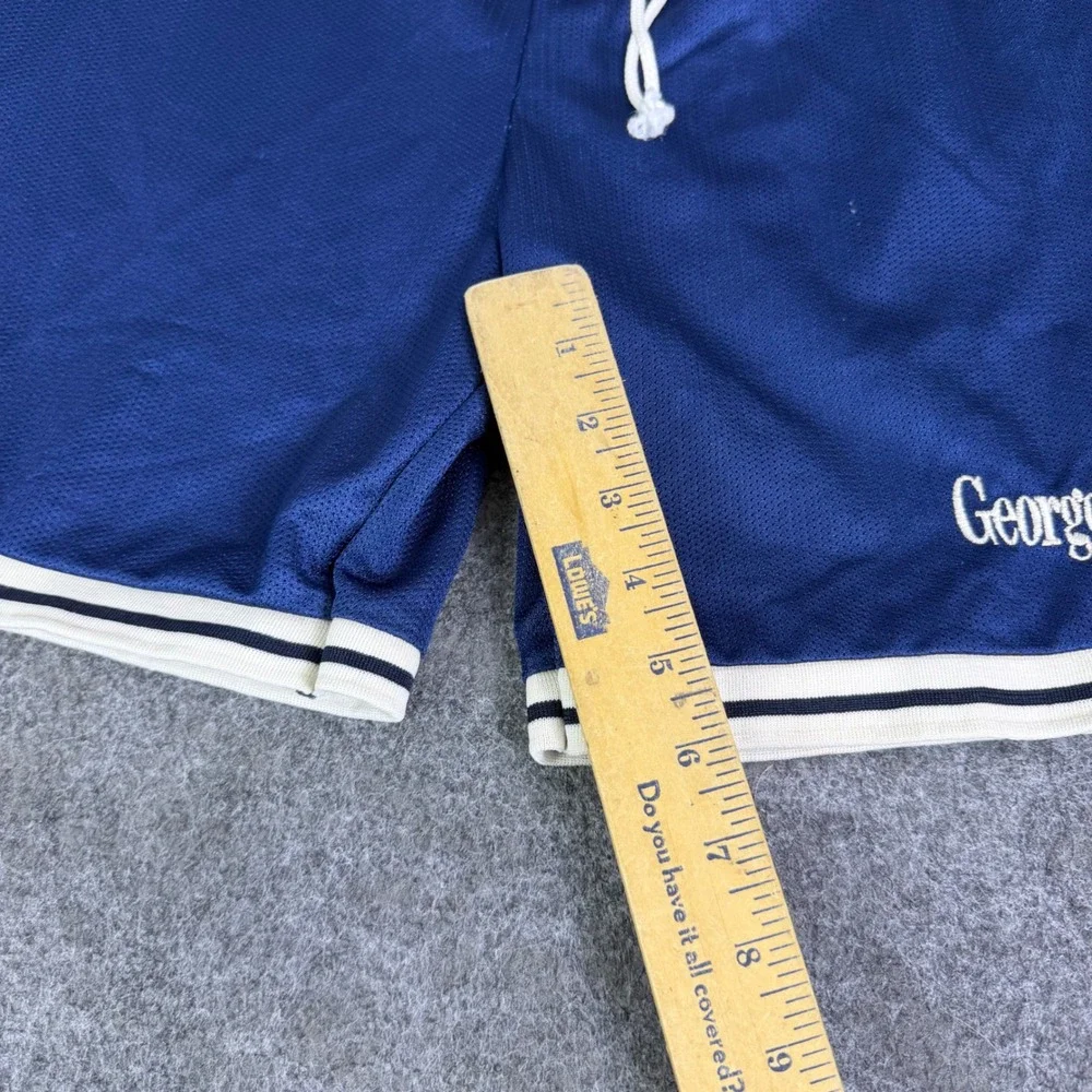 Vintage College Ware Georgetown Hoyas Mesh Basketball Shorts Navy Blue Mens L